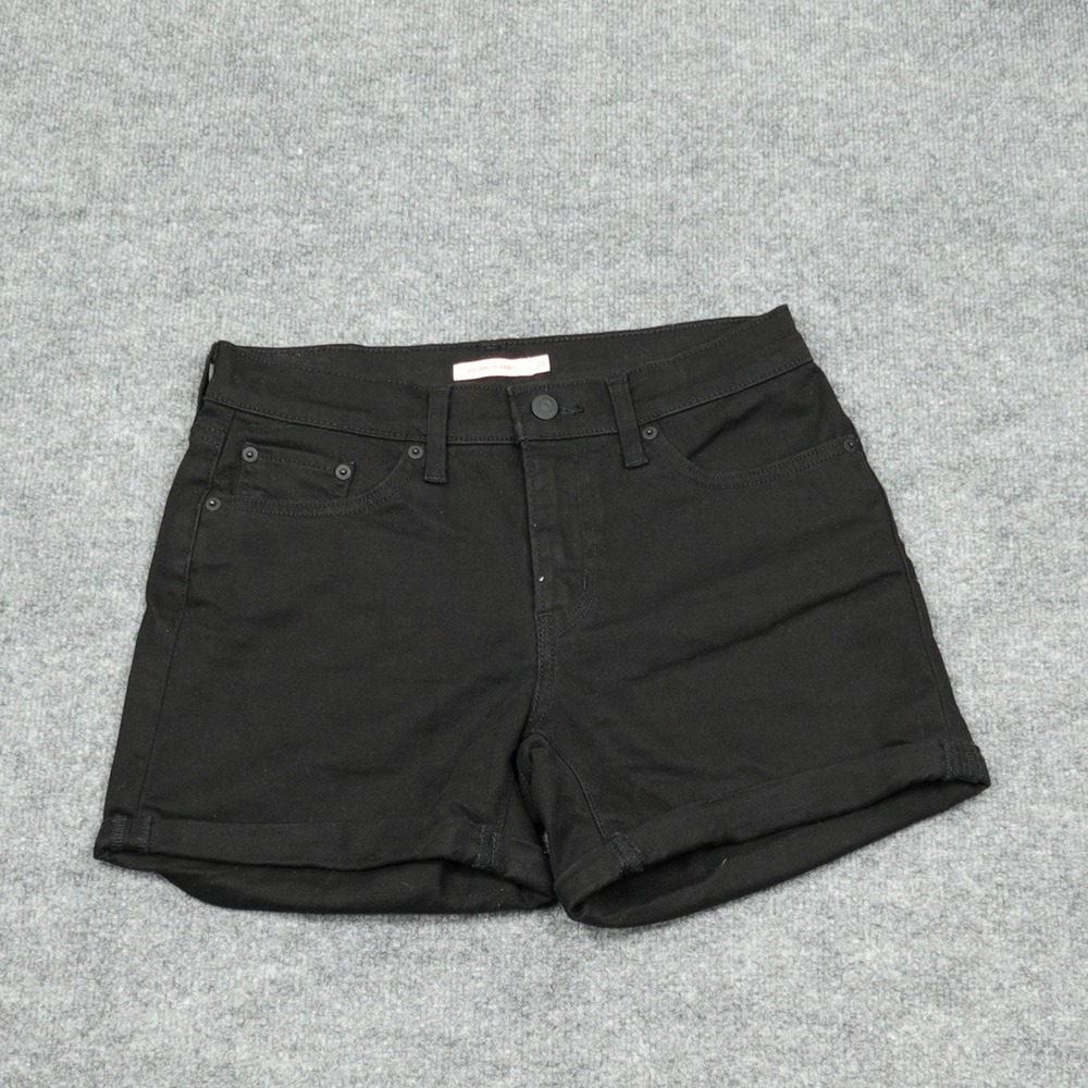 Levi's Shorts Women 28 Black Mid Length Stretch Denim Casual Summer